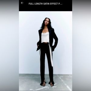 Zara satin blazer w/ matching pants, color black, NEW , woman’s medium
